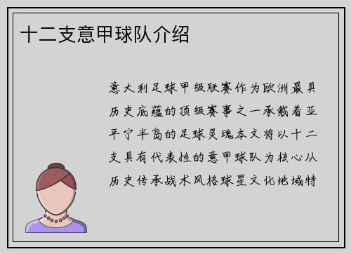十二支意甲球队介绍